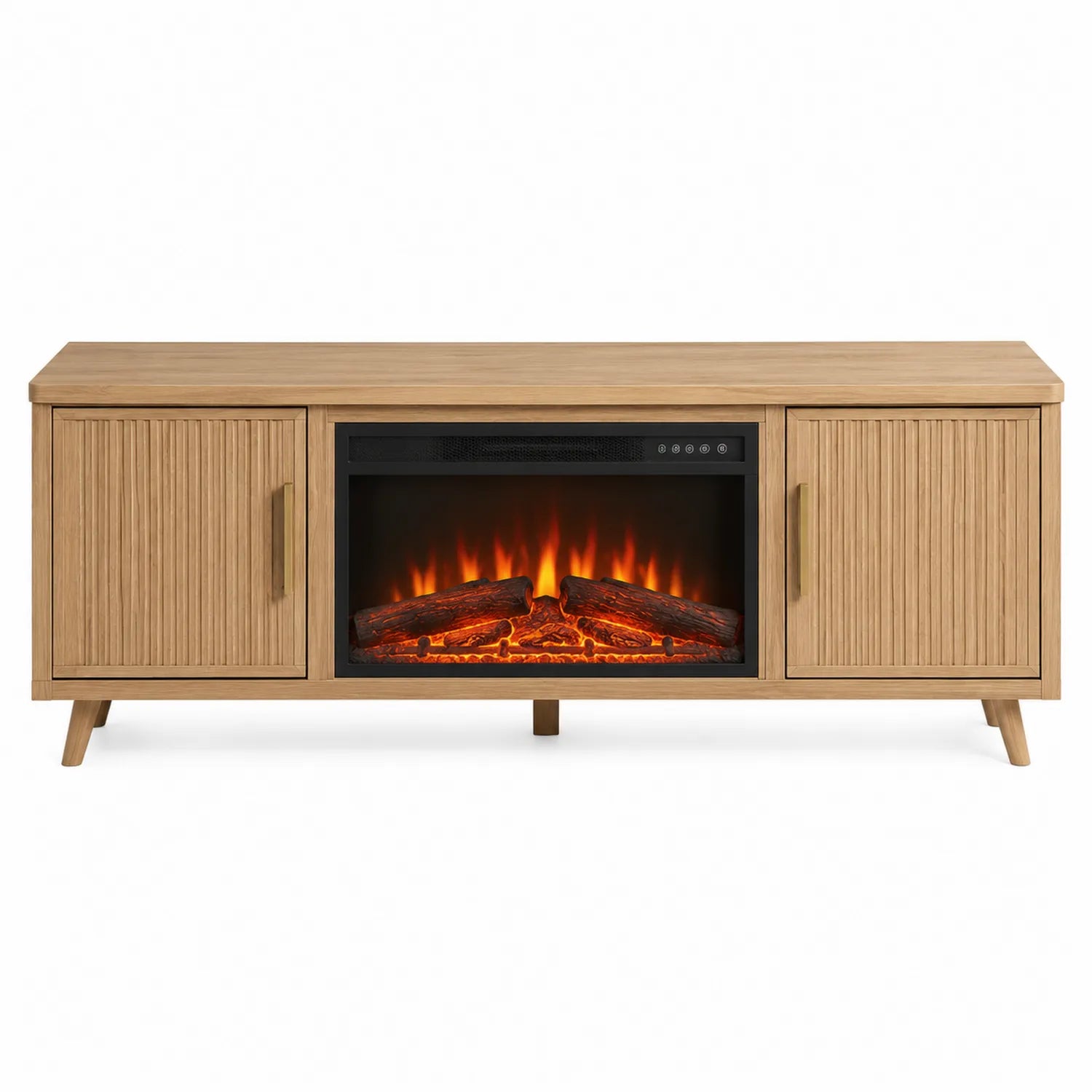 Meuble TV en bois avec insert électrique couleur Chêne