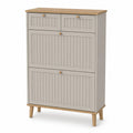 Armoire à chaussures en bois MDF et massif Beige 101x81x24 cm