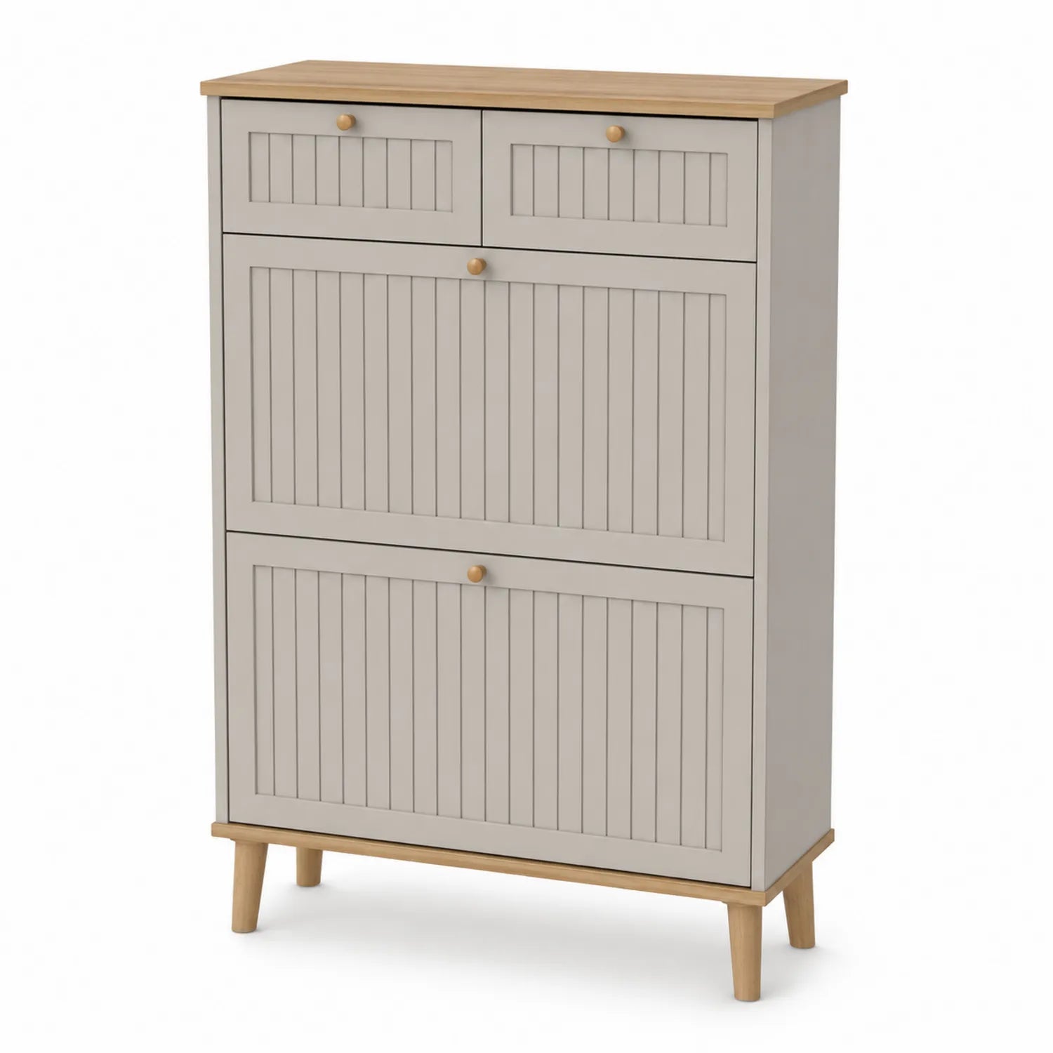 Armoire à chaussures en bois MDF et massif Beige 101x81x24 cm