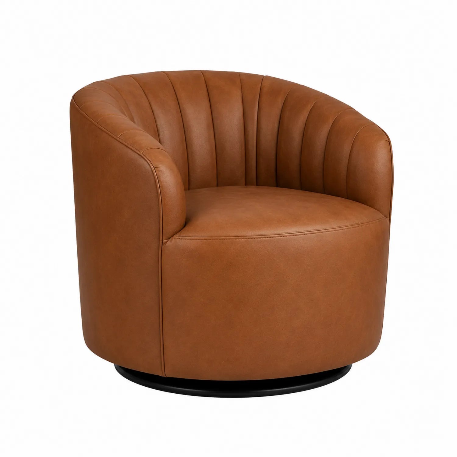 Fauteuil pivotant en similicuir Marron avec socle en métal