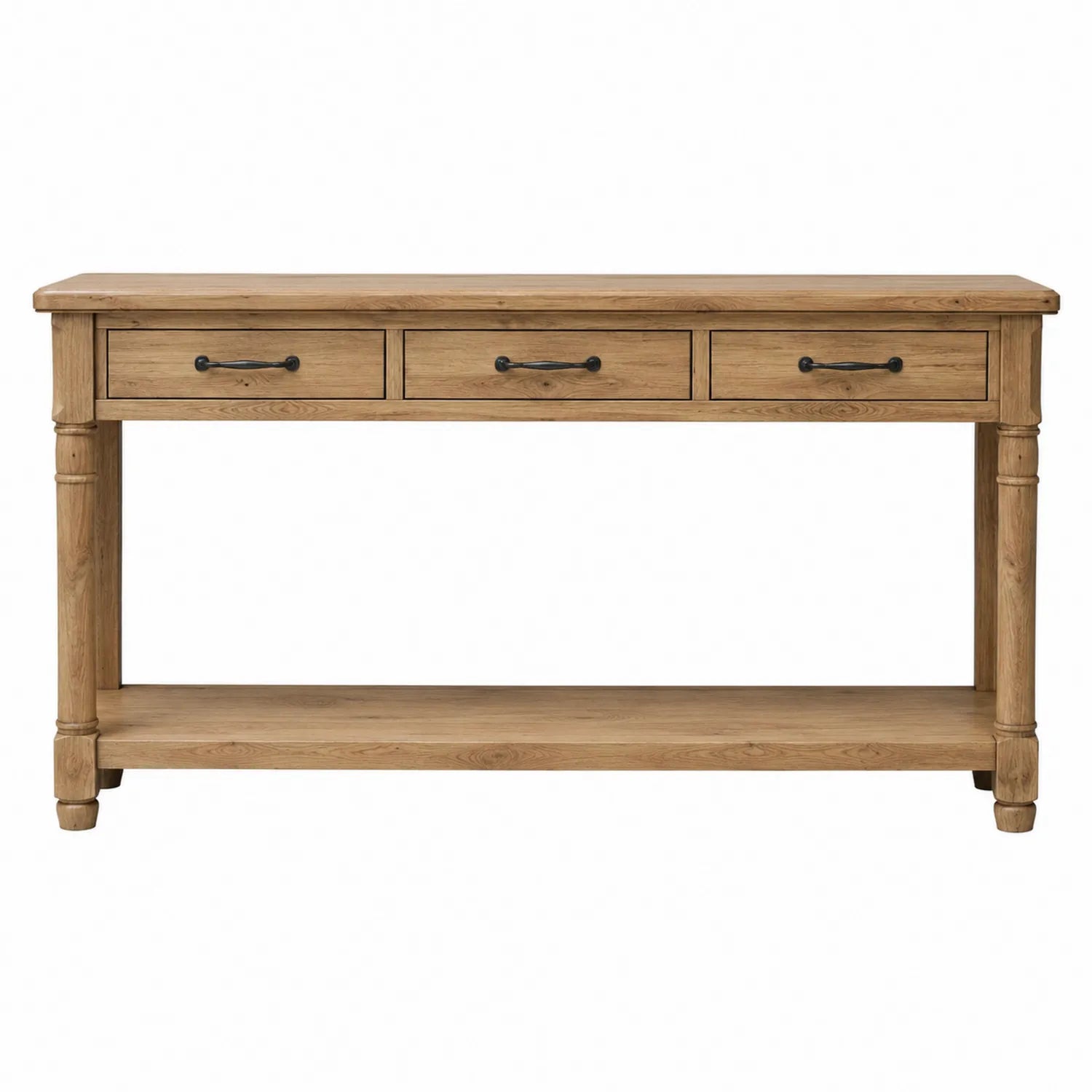 Console en bois de chêne 3 tiroirs 150x35x85 cm