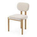 Chaise de salle à manger en tissu bouclé avec cadre en chêne
