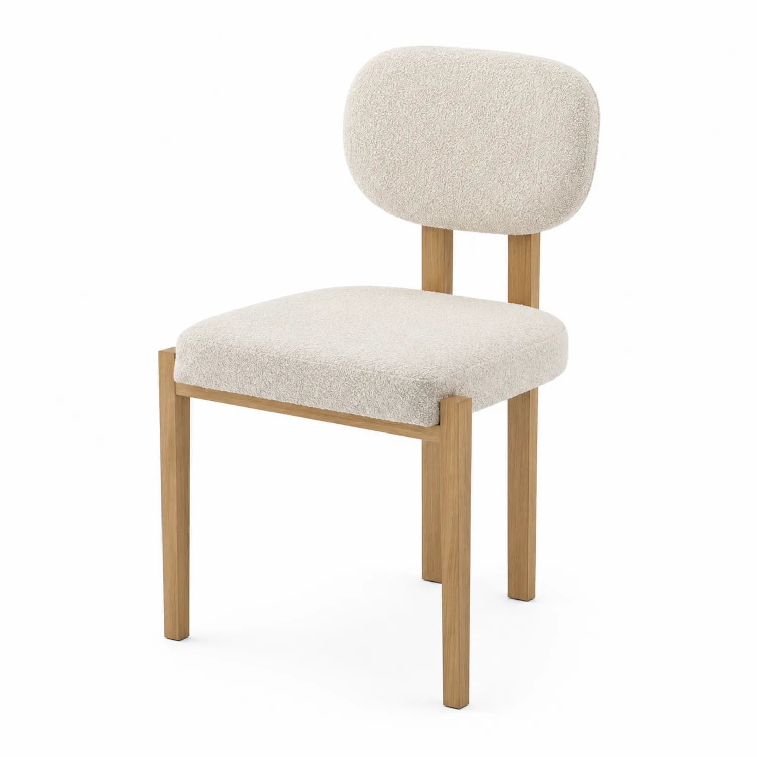 Chaise de salle à manger en tissu bouclé avec cadre en chêne