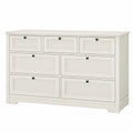 Commode en bois avec 7 tiroirs en Blanc 140 cm