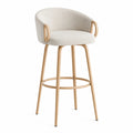 Tabouret de bar en tissu beige avec pieds en bois