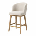 Tabouret de bar en tissu beige et chêne