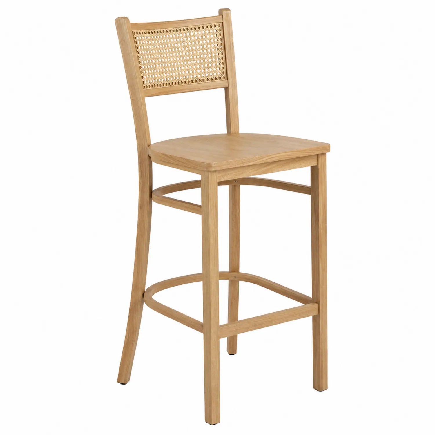 Tabouret de bar en bois et rotin hauteur 105 cm