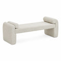 Banc en bouclé beige avec coussins cylindriques 150 cm