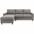 Canapé d'angle en tissu gris avec méridienne