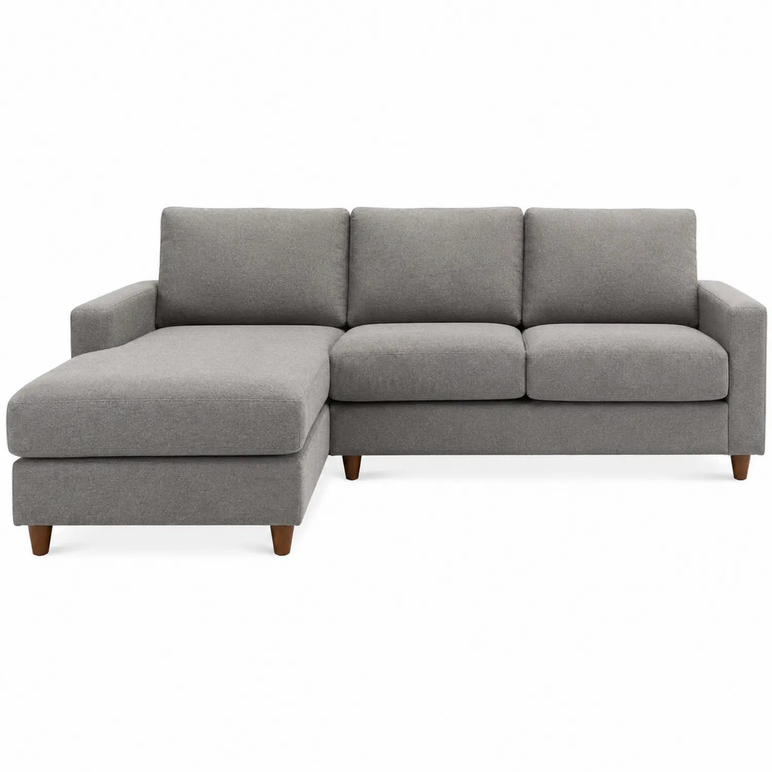 Canapé d'angle en tissu gris avec méridienne