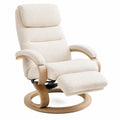 Fauteuil en Bois avec Revêtement Bouclé Beige et Repose-Pieds