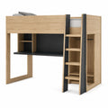 Lit mezzanine en bois MDF chêne/noir avec bureau intégré