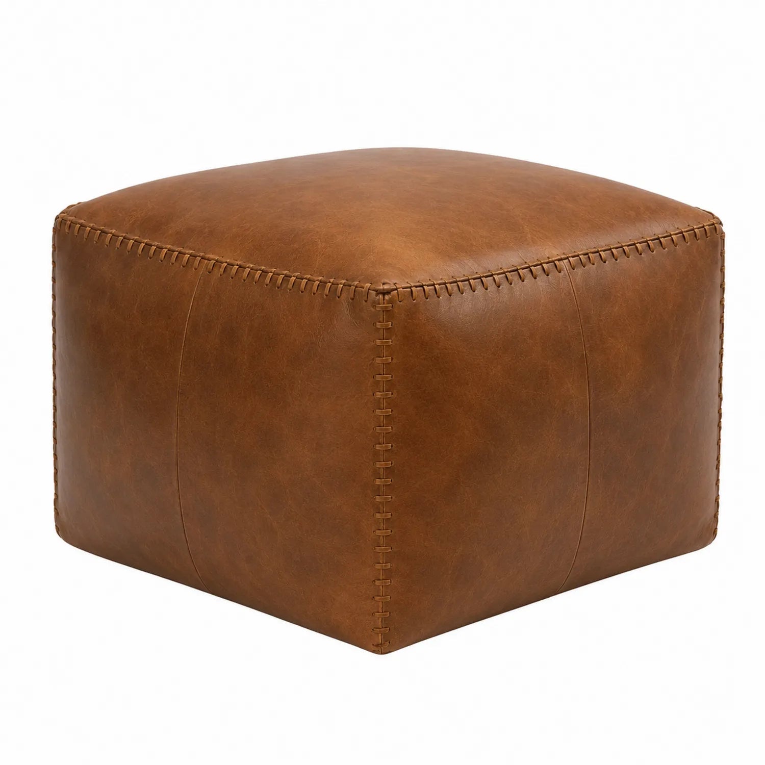 Pouf carré en cuir synthétique Marron 45x45x45 cm