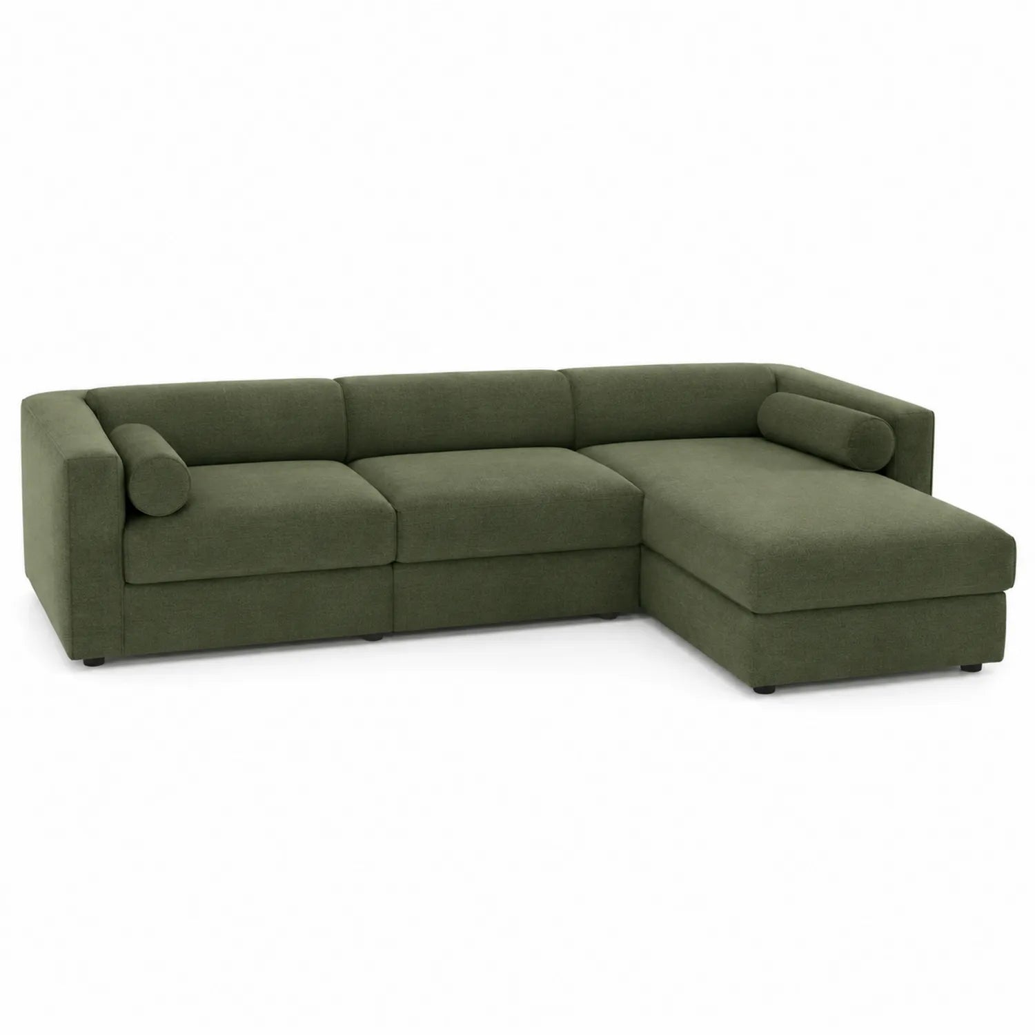 Canapé d'angle en tissu polyester vert 280x160x85 cm