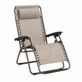 Chaise longue pliante en acier et tissu polyester Beige