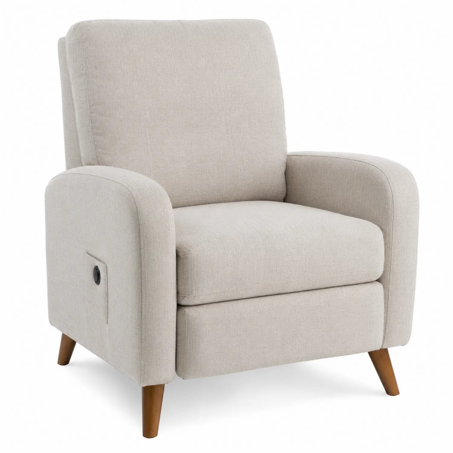 Fauteuil inclinable en tissu polyester Beige avec pieds en bois