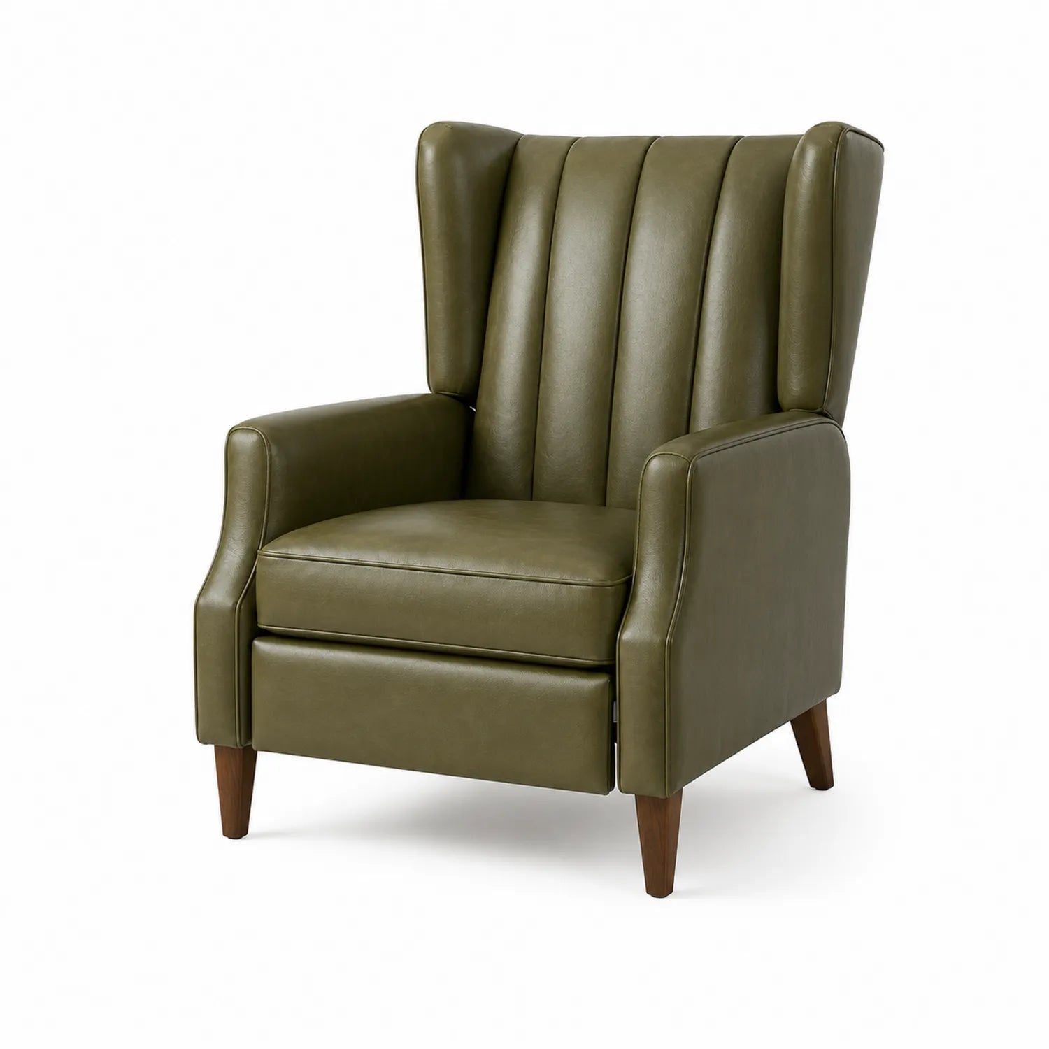 Fauteuil inclinable en cuir PU vert avec dossier haut et accoudoirs