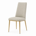 Chaise de salle à manger en tissu beige avec pieds en métal doré