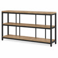 Console industrielle en métal et bois noir marron 120x35x80 cm