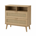 Commode en bois avec tiroirs en rotin 80x40x90 cm