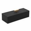Boîte de rangement en bois noir avec poignée dorée 30x10x8cm