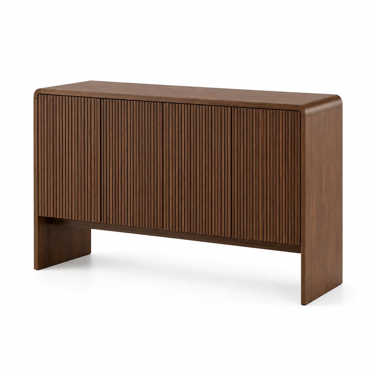 Buffet en bois rainuré brun 140x40x75 cm