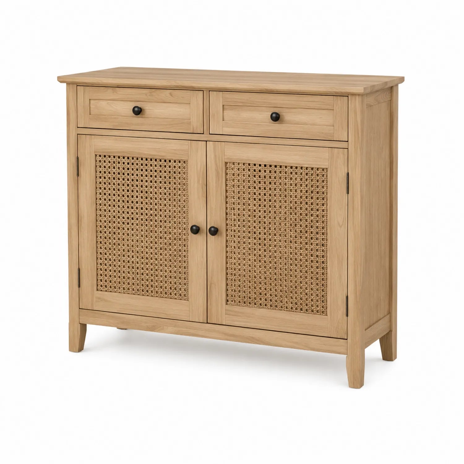 Buffet en bois avec portes en cannage 100x40x80 cm