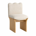 Chaise en Bois et Tissu Bouclé Beige 85 cm