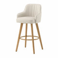 Tabouret de bar en cuir synthétique avec pieds en bois, hauteur 100 cm