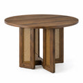 Table ronde en bois d'acacia et cannage 120 cm